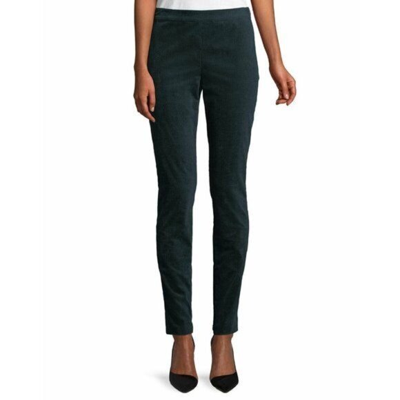 THEORY Pants Corduroy Slim Leg High Waist Legging Oslo Green Pants Sz 2 NEW - Picture 1 of 3